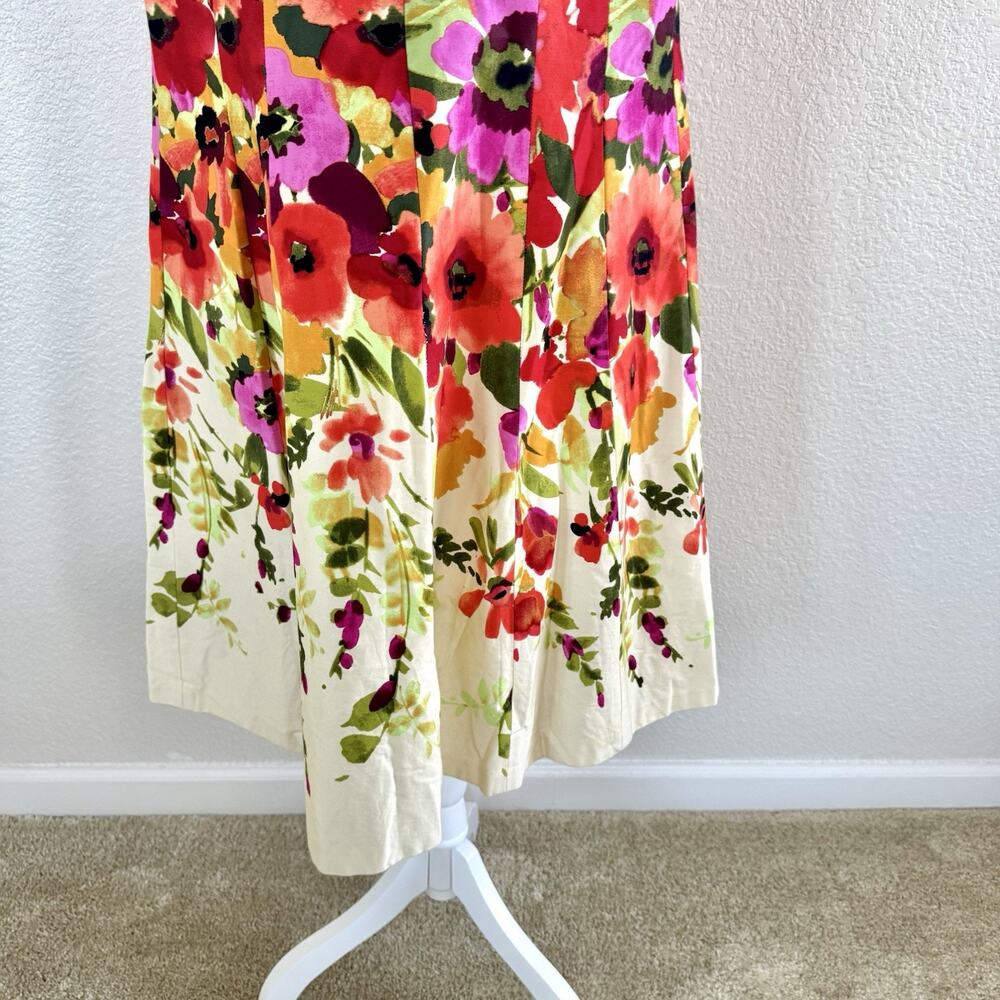 ELIZA J Sz 14 W Womens A-line Floral Pink Orange Sleeveless Summer Spring Dress - Picture 10 of 14